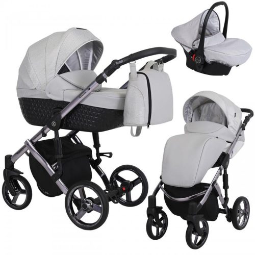 Kunert TIARO Premium 3in1 Multifunktionskinderwagen - Hellgrau (graphitfarbenes Gestell)