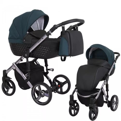 Kunert TIARO Premium 3in1 Multifunktionskinderwagen - Schwarz/Grün (Graphitgestell)