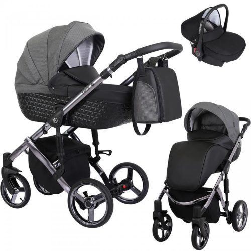 Kunert TIARO Premium 3in1 Multifunktionskinderwagen - Schwarz/Graphit (graphitfarbenes Gestell)