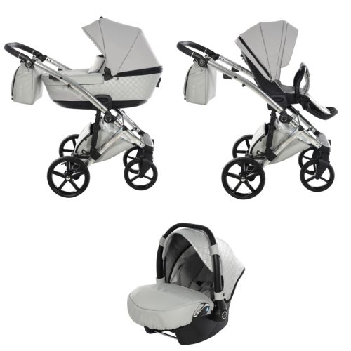 Tako Laret Imperial New ECO-Leder 3in1 Multifunktions-Kinderwagen - Grau (silberner Rahmen)