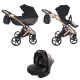 Tako Laret Imperial New ECO-Leder 3in1 Multifunktionskinderwagen - Schwarz (bronzefarbener Rahmen)