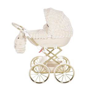 Junama Muffy Mini-Kinderwagen - Beige (goldener Rahmen)