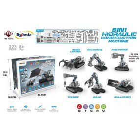   Zestaw Maszyn Budowlanych do Składania 6w1 dla dzieci 8+ Hydrauliczne zasilanie + Części konstrukcyjne 223el.
