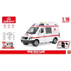   Interaktywna Karetka dla dzieci 3+ Model 1:16 + Dźwięki Światła + Ruchome elementy + Gumowe opony