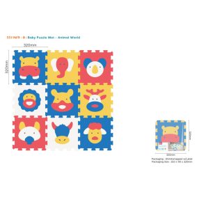   Mata z 9 Puzzli Zwierzątka dla dzieci 10m+ Pianka EVA + Układanka zwierzęta + Składanie figur 3D