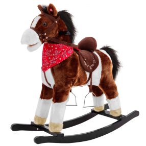   Kowboj konik na biegunach dla dzieci Ciemny brąz + Interaktywne funkcje