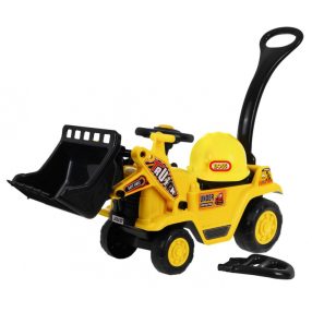   Pchaczyk Jeździk Spychacz dla dzieci + Ruchoma łyżka + Klakson + Schowek Nocnik + Kask