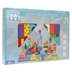 Zestaw Drewnianych Klocków Zwierzątka 100el.