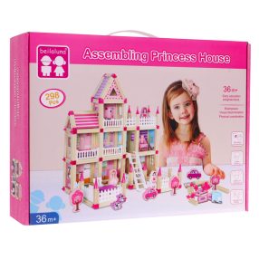   Drewniane klocki konstrukcyjne dla dzieci 3+ Różowy MEGA zestaw 268 el. Zamek dla księżniczek