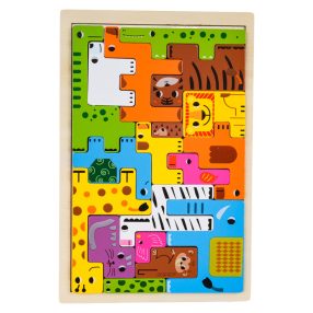 Drewniany Zestaw Układanki Puzzli Zwierzęta