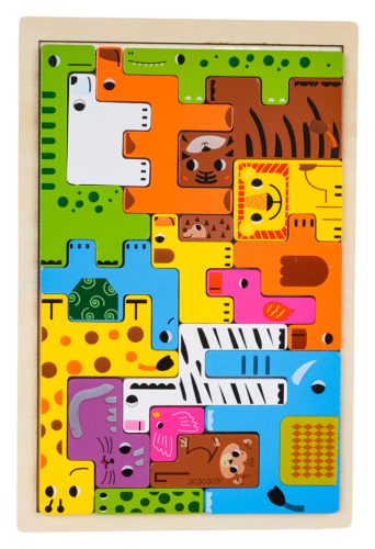 Drewniany Zestaw Układanki Puzzli Zwierzęta