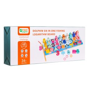   Edukacyjne gry 4w1 z drewna dla dzieci "Morski świat" – łowienie rybek + nauka cyfr + sorter