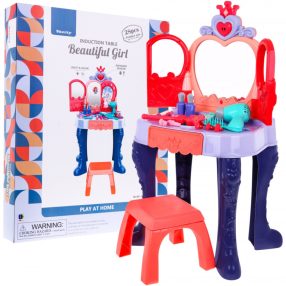   Interaktywna Toaletka dla dziewczynek 3+ Magiczna różdżka + Otwierane lustro + Suszarka + Akcesoria 28 el.