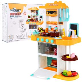   Kuchnia Aneks kuchenny dla dzieci Żółty 43 el. + Kran z wodą + Interaktywne efekty