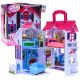 Rozkładana Domek dla dzieci 3+ Fioletowy + Figurki rodziny + Piesek + Meble + 2 piętra