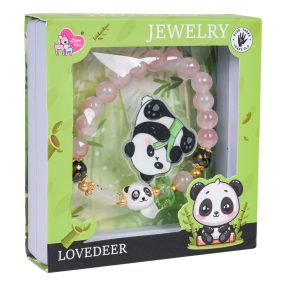 Zestaw Biżuterii Panda Różowa Bransoletka