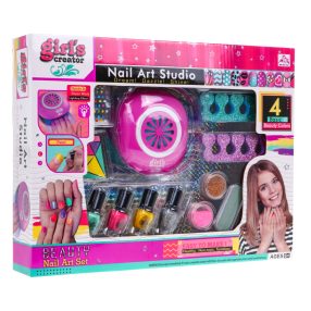   Zestaw do stylizacji i zdobienia paznokci dla dziewczynki 12 el. kreatywny salon manicure