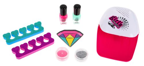 Zestaw do robienia paznokci dla dzieci 8 elementów – lakiery + brokat + suszarka