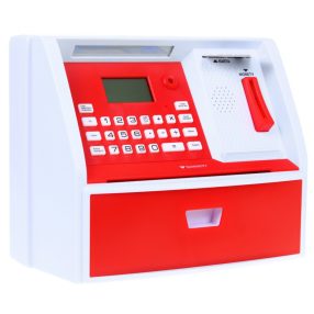   Bankomat z kartą Skarbonka dla dzieci 3+ czerwony Interaktywne funkcje + Tryb oszczędzania