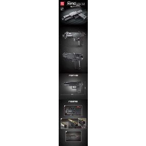   Pistolet Glock dla nastolatków 14+ Klocki Konstrukcyjne 288 el. + Funkcja strzelania + Gumeczki do strzelania