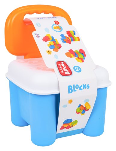 Zestaw Miękkich Klocków + Krzesełko Schowek Niebieskie