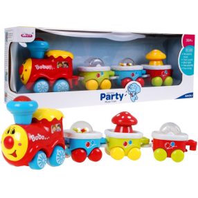   Interaktywny Pociąg sensoryczny dla dzieci 3+ Lokomotywa z wagonami + Grzechotka + Światła Dźwięki