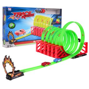   Ekstremalny Tor Wyścigowy dla dzieci 3+ Elementy konstrukcyjne 27 el. + 2 Autka rajdowe + 6 Pętli