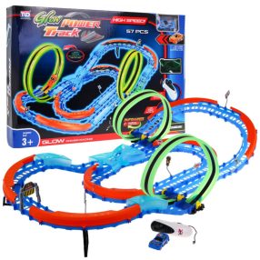   Fluorescencyjny Tor wyścigowy dla dzieci 3+ Autko LED + Pętle 360 + Trasa do złożenia 57 el.