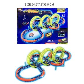   Ekstremalny Tor Wyścigowy dla dzieci 3+ Części konstrukcyjne 74 el. + Autko z LED + Pętle 360