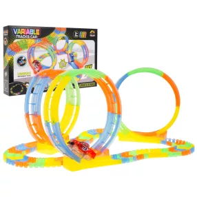   Fluorescencyjny Tor Wyścigowy dla dzieci 3+ Elastyczne części 148 el. + Autko z LED + 3 Pętle 360