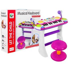   Różowy zestaw muzyczny Keyboard + Werble + Mikrofon dla dzieci 3+ Światła + Dźwięki 2 oktawy