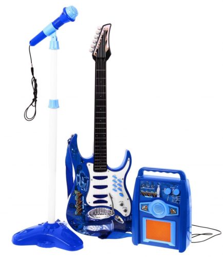 Gitara z akcesoriami dla dzieci 6+ Niebieski zestaw muzyczny Wzmacniacz  + Mikrofon
