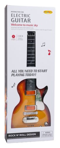 Elektryczna Gitara dla dzieci 3+ czerwone drewno + Słuchawki z mikrofonem + Dźwięki Światła