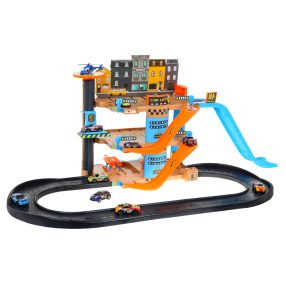   4-piętrowy parking z windą dla dzieci 3+ Autka helikopter + zjeżdżalnia