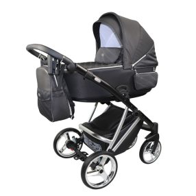   Sojan CAVAX Kinderwagen 3in1 - Schwarz (textil, silberer rahmen)