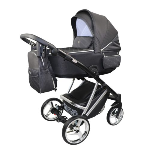 Sojan CAVAX Kinderwagen 3in1 - Schwarz (textil, silberer rahmen)