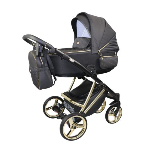 Sojan CAVAX Kinderwagen 3in1 - Schwarz (textil, goldrahmen)