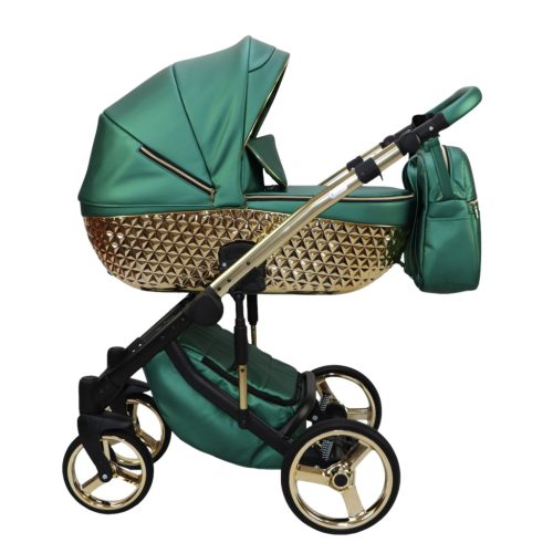 Sojan HAPPY kinderwagen 3in1 - Metallic-Grün (schwarz-goldrahmen)