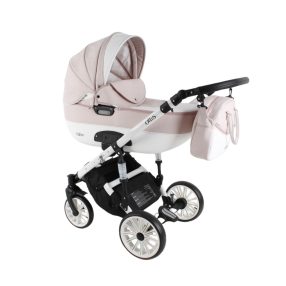 Adbor Ottis White kinderwagen 3in1 - hellrosa mit weiß