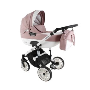 Adbor Ottis White kinderwagen 3in1 - rosa mit weiß