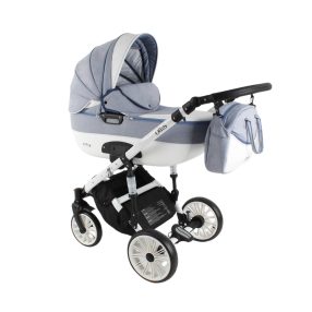 Adbor Ottis White kinderwagen 3in1 - blau mit weiß