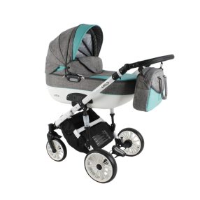 Adbor Ottis White kinderwagen 3in1 - grau mit minze
