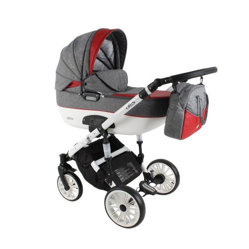 Adbor Ottis White kinderwagen 3in1 - grau mit rot