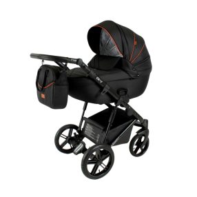 Adbor OX-V kinderwagen 3in1 - schwarz mit orangem Streifen
