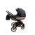 Adbor OX-V 3d kinderwagen 3in1 - schwarz-rose mit goldenem Rahmen