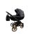 Adbor OX-V 3d kinderwagen 3in1 - schwarz  mit goldenem Rahmen