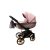 Adbor OX-V 3d kinderwagen 3in1 - rosa mit goldenem Rahmen