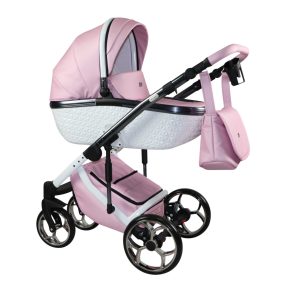   Sojan XSARA kinderwagen 3in1 - Rosa (weiß-chromrahmen und rosa Tasche)