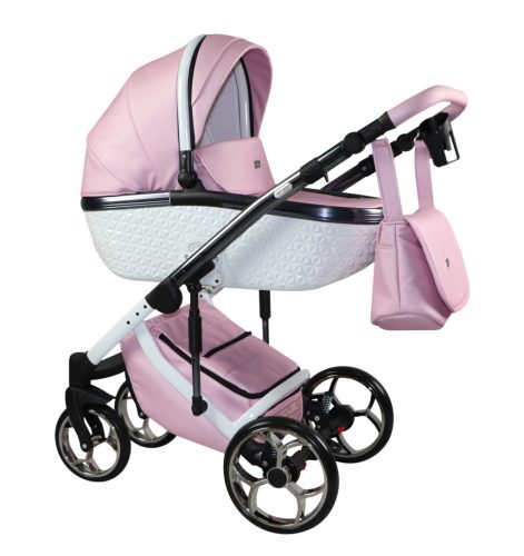 Sojan XSARA kinderwagen 3in1 - Rosa (weiß-chromrahmen und rosa Tasche)