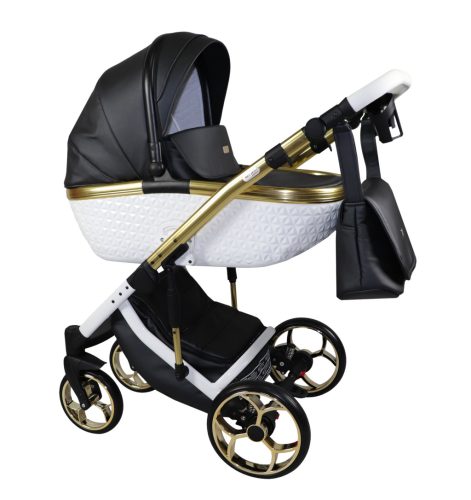 Sojan XSARA kinderwagen 3in1 - Schwarz (weiß-goldrahmen und schwarzer Tasche)